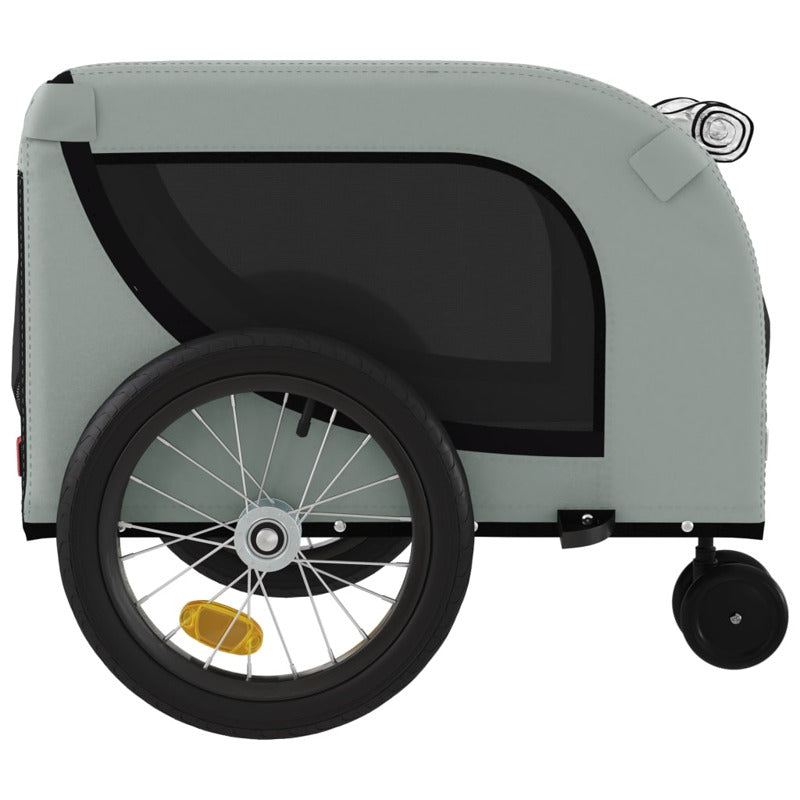 Vidaxl Remolque De Bicicleta Mascotas Hierro Tela Oxford Gris Negro_5