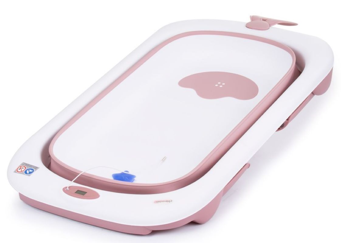 Bañera Plegable Coral Con Termómetro Pink_1