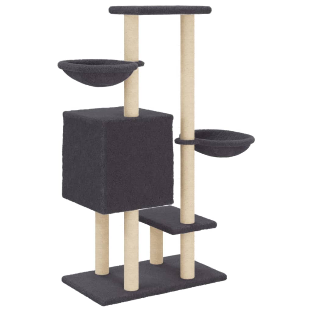 Rascador Para Gatos Con Postes De Sisal Gris Oscuro 117 Cm_5