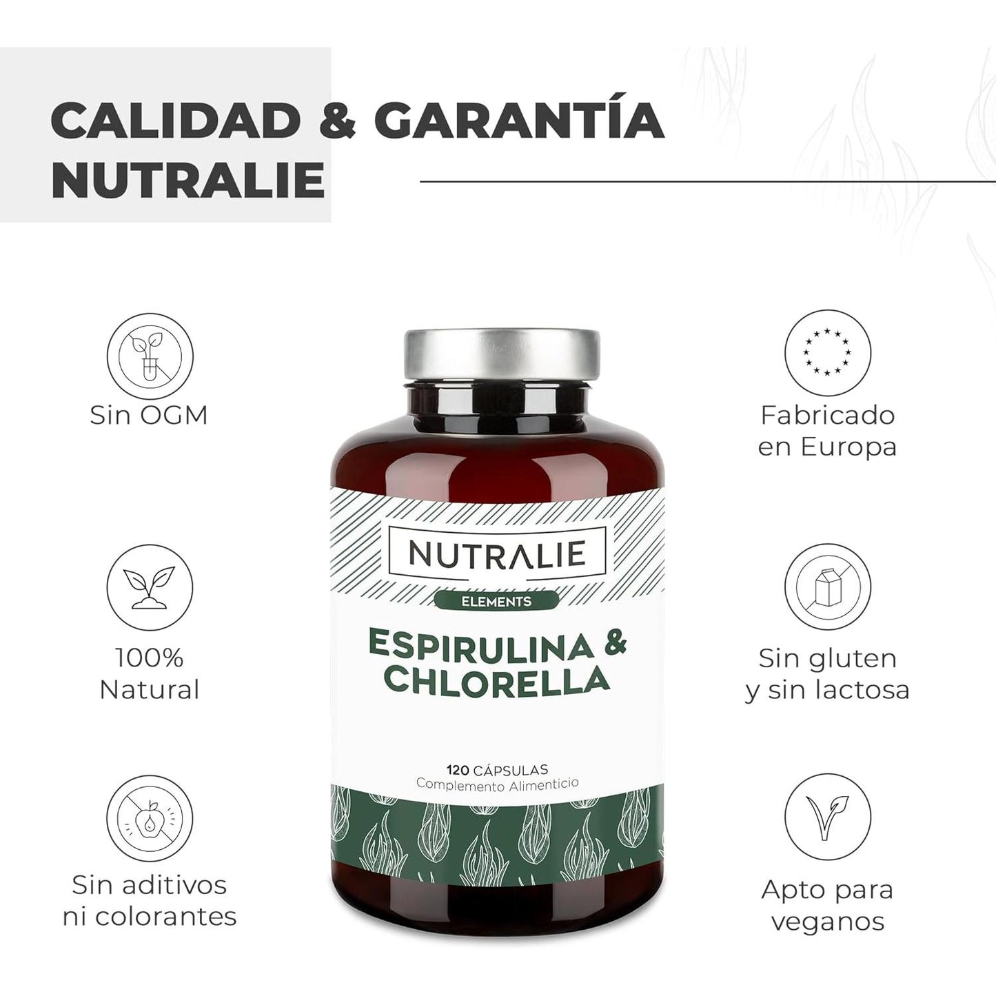 Nutralie Espirulina & Chlorella 1800mg energía y fuerza 180 cápsulas