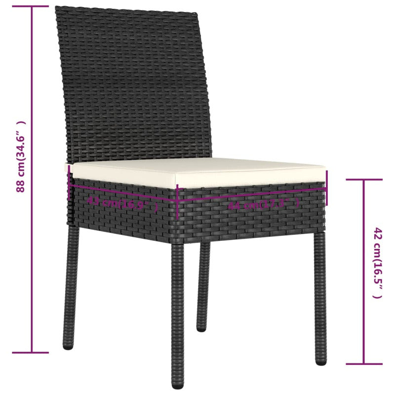 Vidaxl Sillas De Comedor De Jardín 4 Unidades Ratán Sintético Negro_5