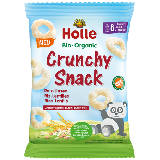 Snacks Crujientes de Arroz con Lenteja (desde el 8º mes), Holle, 25g