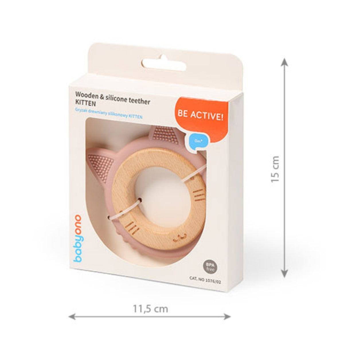 Gatito Mordedor De Madera Y Silicona