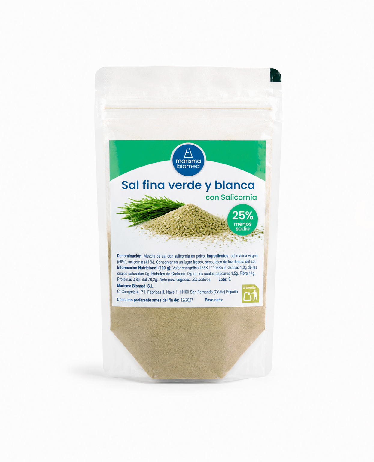 Sal Fina Verde Y Blanca | Salicornia Y Sal Marina Virgen Bio | 25% Menos Sodio 50 g_2
