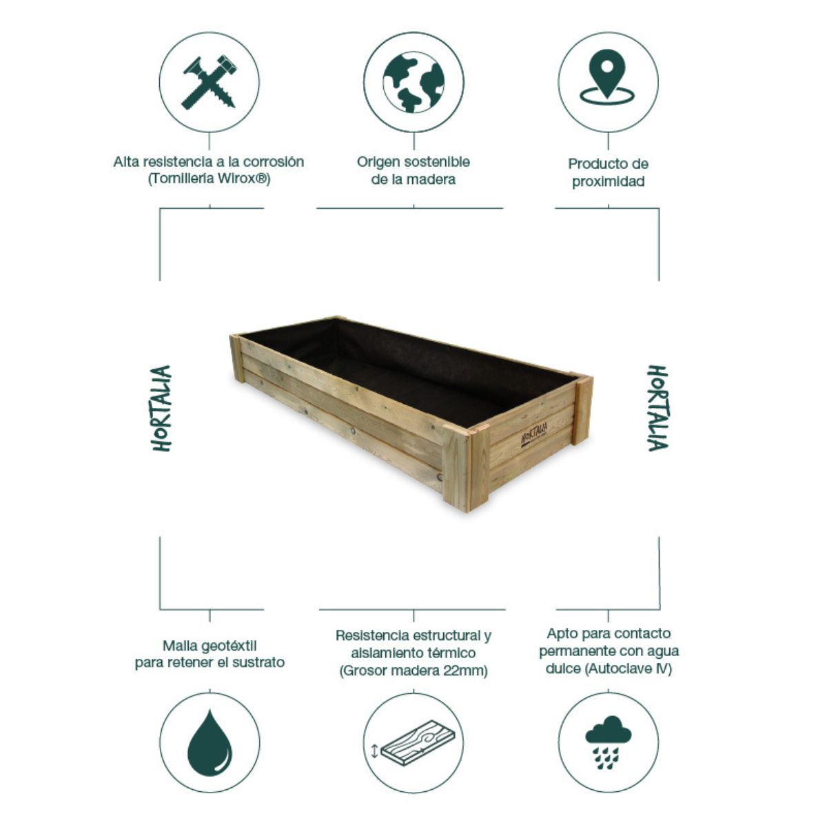 Cajonera de cultivo Box XXL30 Hortalia 390 L