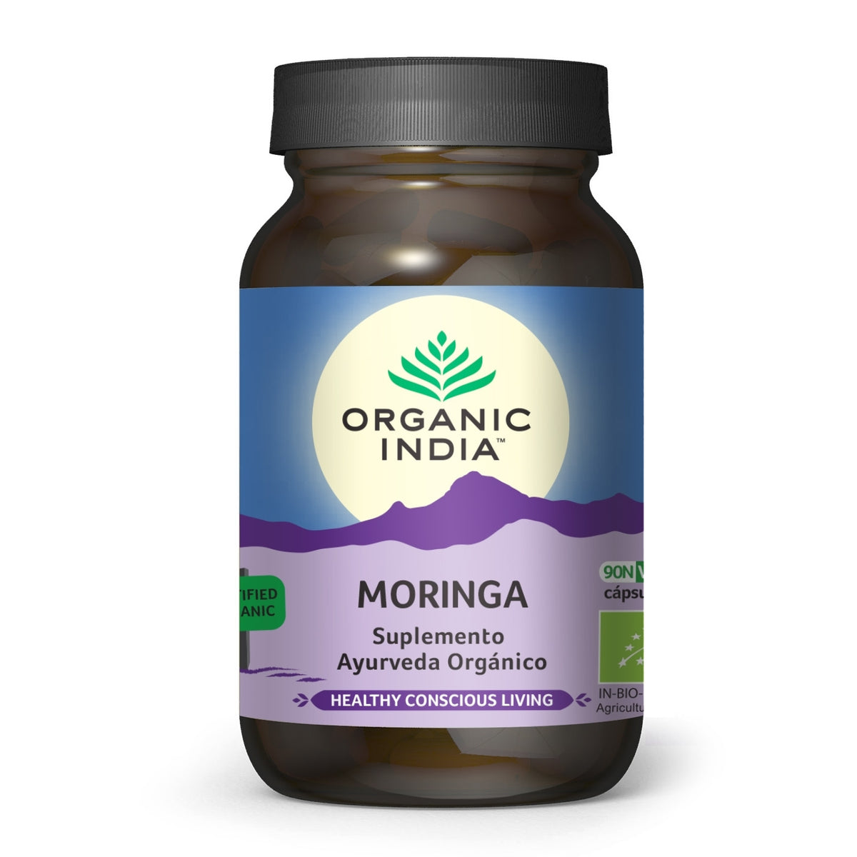 Moringa Suplemento Ayurveda Orgánico Organic India 90 cápsulas
