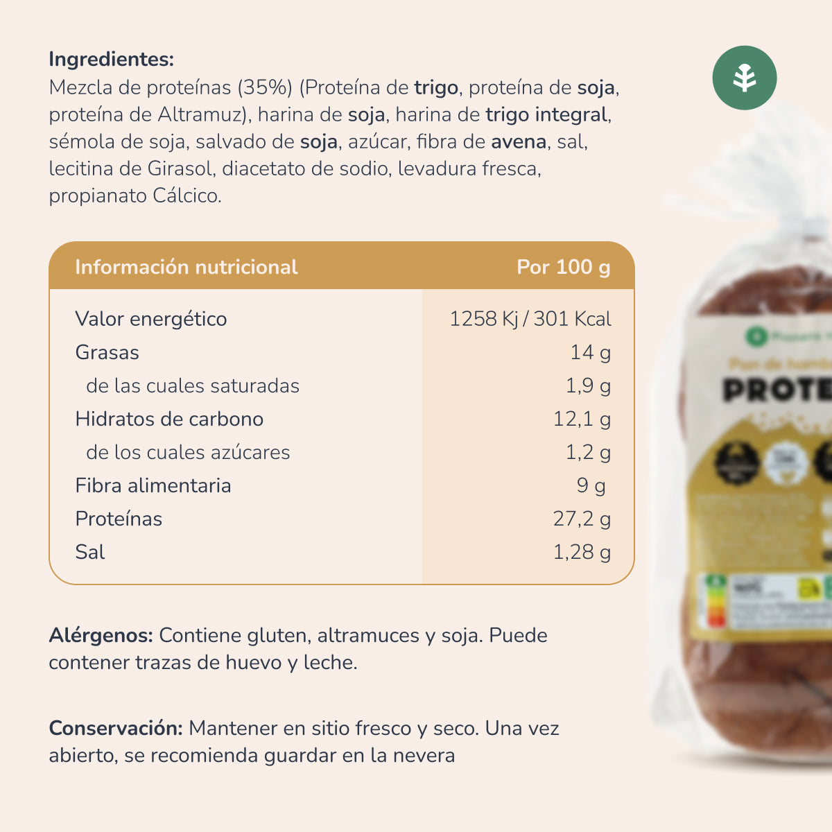 Pan de hamburguesa proteico Planeta Huerto, 2 x 80 gr