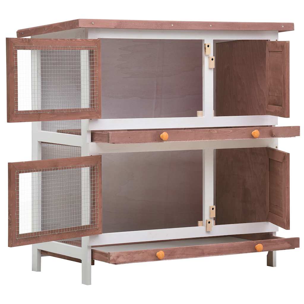Jaula Conejera Con 4 Puertas Madera Marrón_2