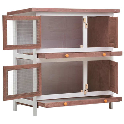 Jaula Conejera Con 4 Puertas Madera Marrón_2