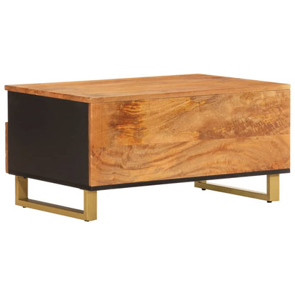 Mesa De Centro Madera Maciza Mango Negro Y Marrón 80x54x40 Cm_4