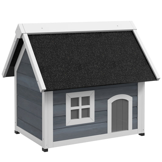 Pawhut Casa Para Gatos De Madera Con Techo Asfáltico Abatible Ventana Y Puertas_0
