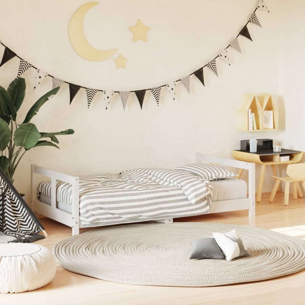 Vidaxl Estructura De Cama Para Niños Madera De Pino Blanco 80x160 Cm_1