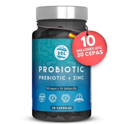 Probioticos y Prebioticos Intestinales Con Zinc - 30 Caps - 30 Cepas Bacterianas + Inulina Para Apoyo Inmunológico_0