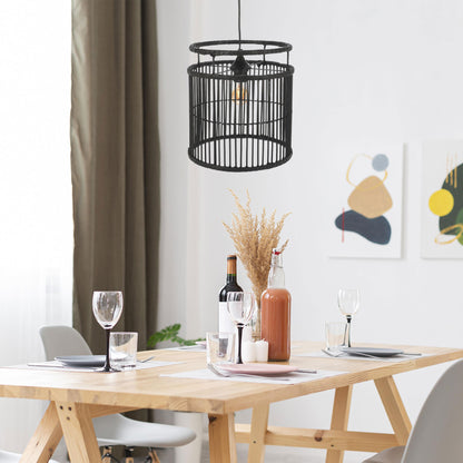 Well Home Lámpara Colgante En Bambú Color Negro Ø28x30cm_3