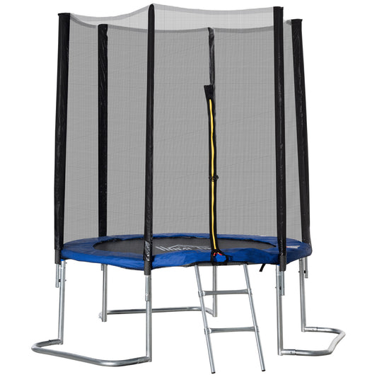 Homcom Cama Elástica Jardín Ø223 Cm Con Red De Seguridad Interior Exterior Azul_0