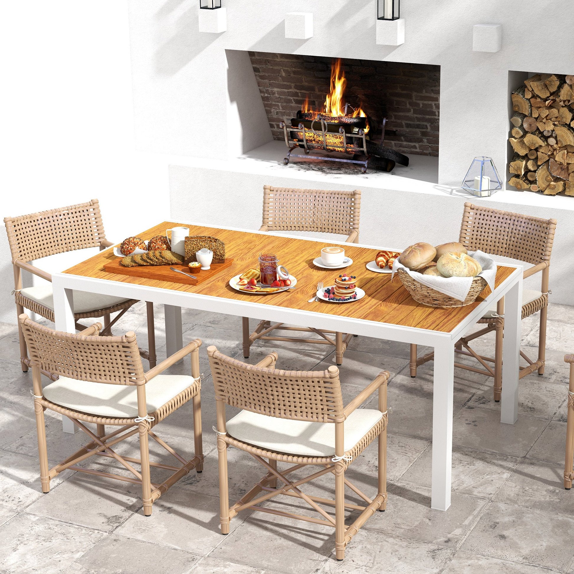 Outsunny Mesa De Jardín Extensible Con Marco De Aluminio 180/240x94x73 Cm Marrón_3