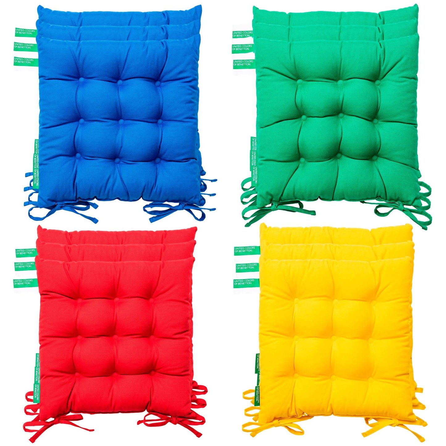 Caja 12pc Cojín Para Silla De Jardín 40x40cm (4 Rojos + 4 Azules + 4 Verdes + 4 Amarillos) 250gsm 65%algodón 35%poliéster_0