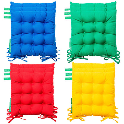 Caja 12pc Cojín Para Silla De Jardín 40x40cm (4 Rojos + 4 Azules + 4 Verdes + 4 Amarillos) 250gsm 65%algodón 35%poliéster_0