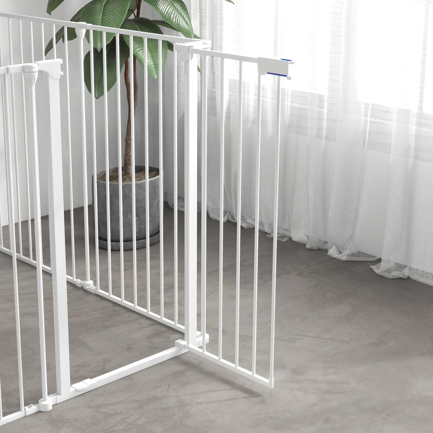 Pawhut Parque Para Perros Plegable De 6 Paneles Acero 123x102x90 Cm Blanco_4