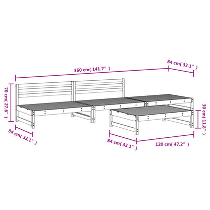 Vidaxl Juego De Muebles De Jardín 4 Piezas Madera Maciza De Pino_5