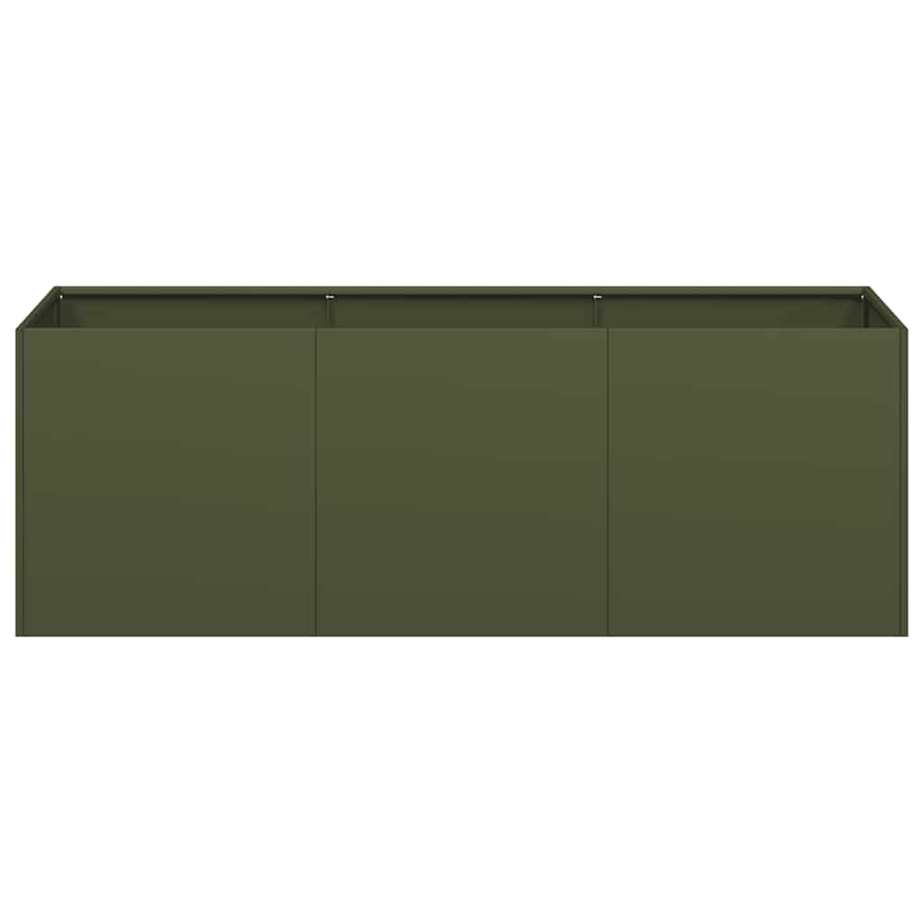 Jardinera De Acero Laminado En Frío Verde Oliva 120x40x40 Cm_3