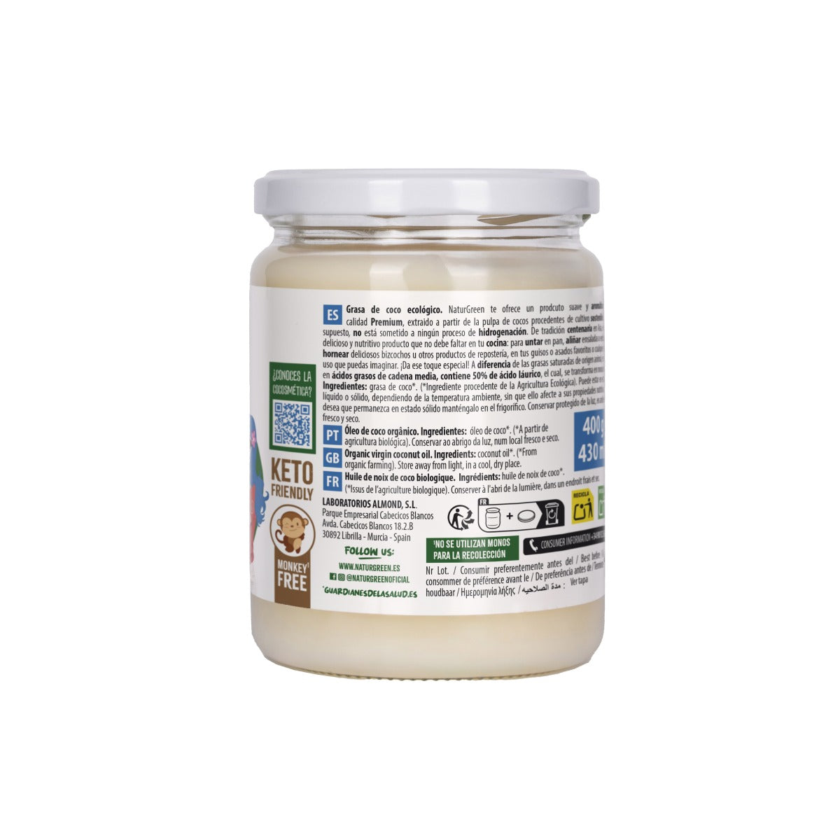 Pack 2 uds Grasa de Coco Bio NaturGreen 400 g