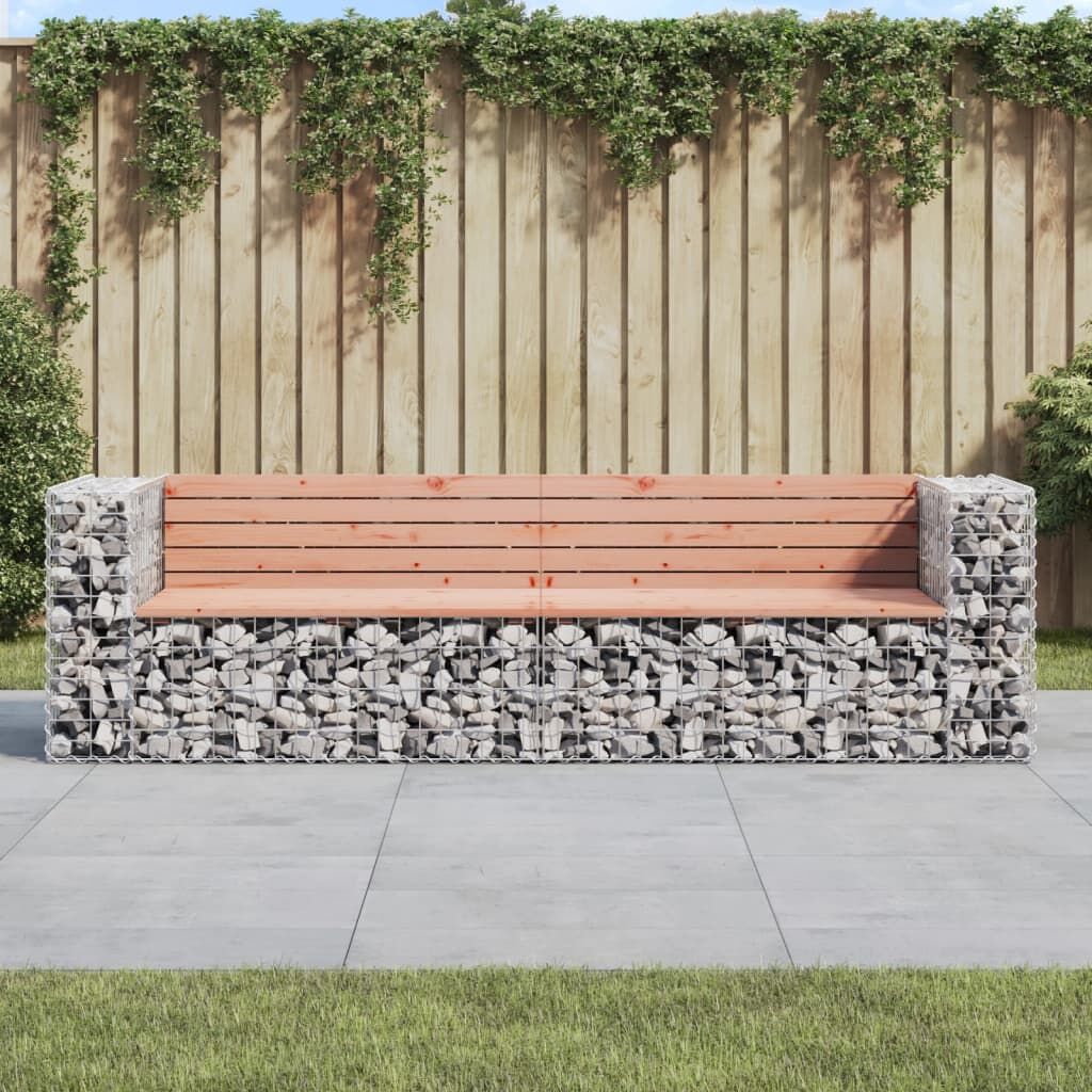 Vidaxl Banco Jardín Diseño Gaviones Madera Abeto Douglas 244x71x65,5cm_1