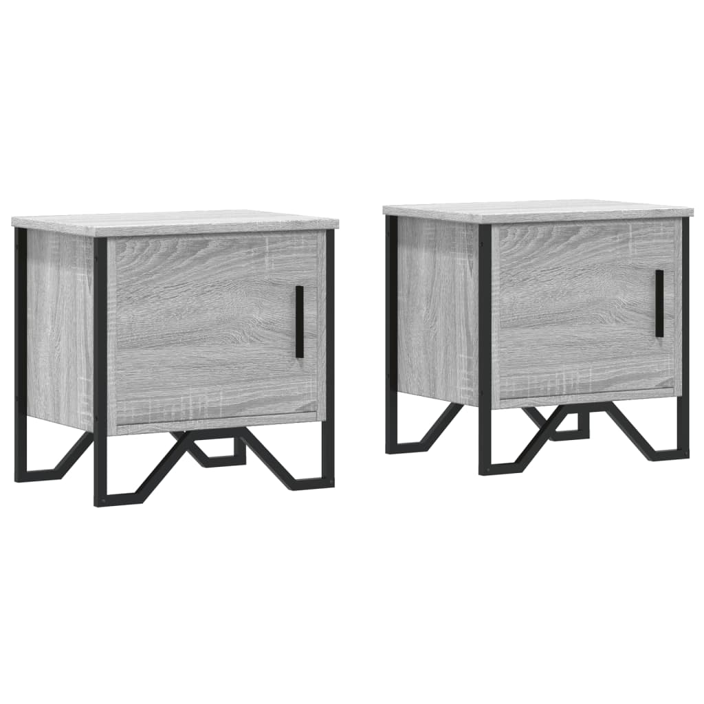 Mesitas De Noche 2 Uds Madera Ingeniería Gris Sonoma 40x30x40cm_0