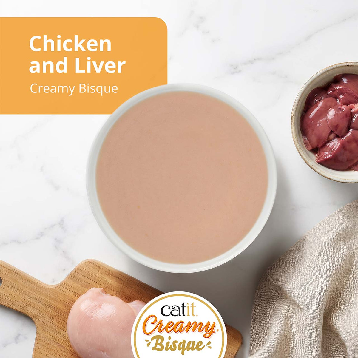 Sopa Cremosa para Gatos Creamy Bisque Pollo e Hígado Catit 4 x 40 g