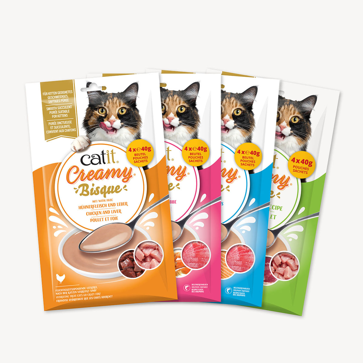 Sopa Cremosa para Gatos Creamy Bisque Pollo y Pato Catit 4 x 40 g