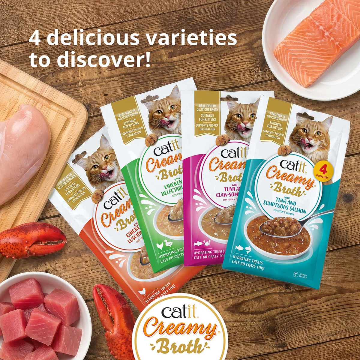 Caldo Cremoso para Gatos Creamy Broth Pollo e Hígado Catit 4 x 40 g