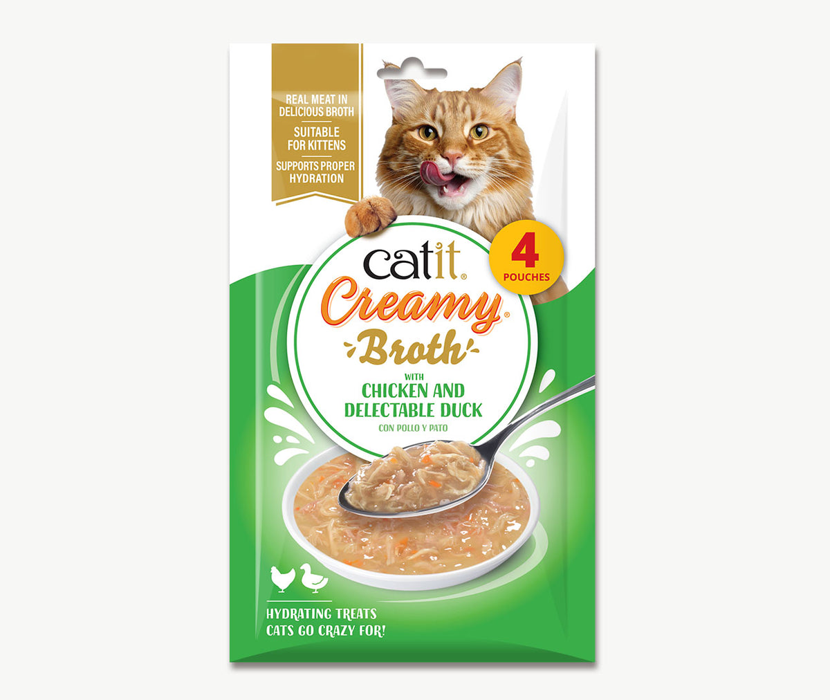 Caldo Cremoso para Gatos Creamy Broth Pollo y Pato Catit 4 x 40 g