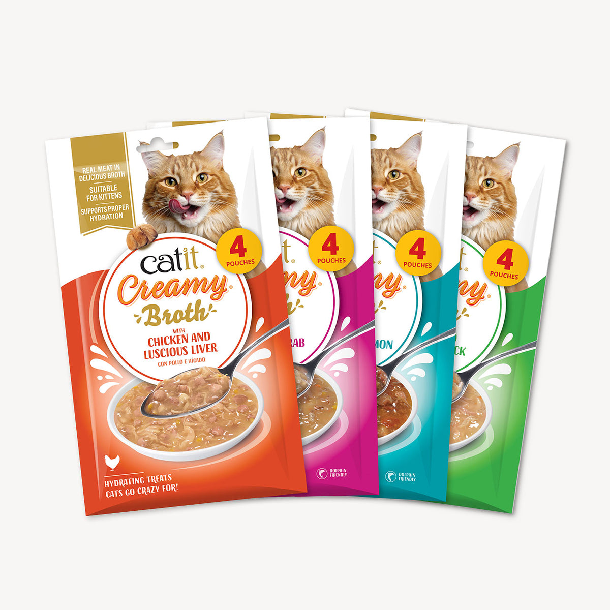 Caldo Cremoso para Gatos Creamy Broth Atún y Cangrejo Catit 4 x 40 g