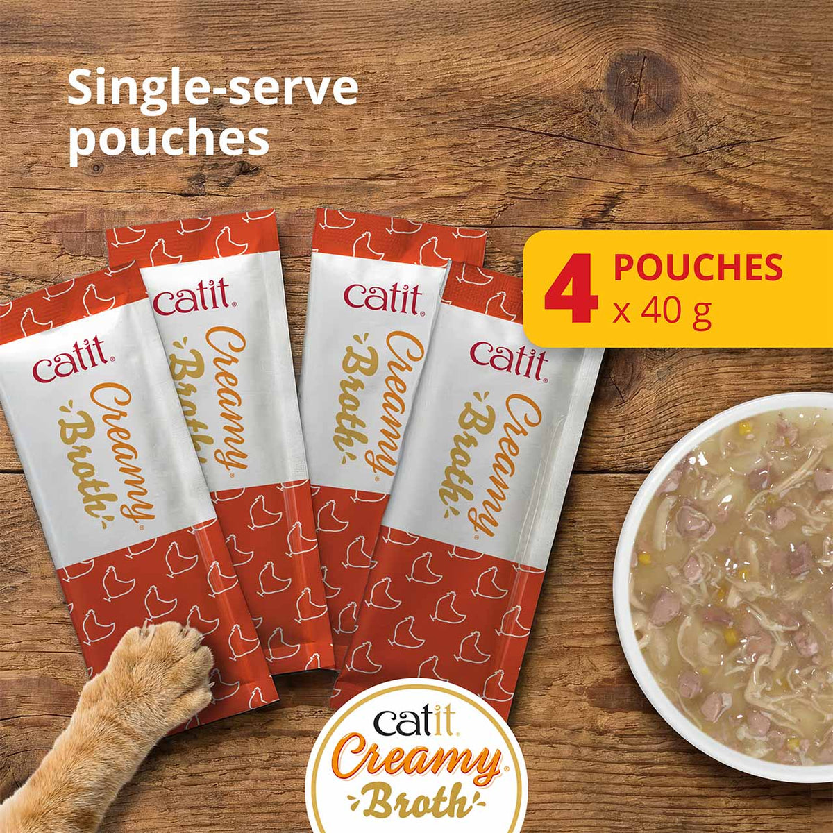Caldo Cremoso para Gatos Creamy Broth Atún y Salmón Catit 4 x 40 g