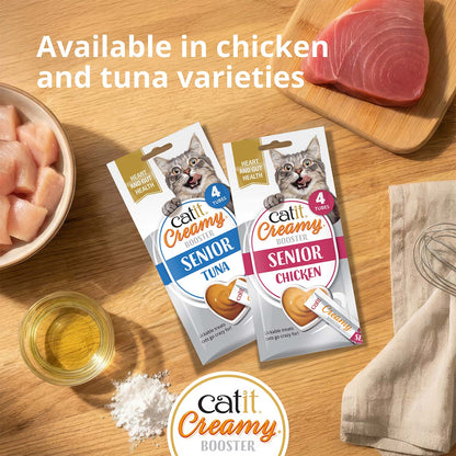 Snack Líquido para Gatos Senior Creamy Booster Pollo Catit 4 x 10 g