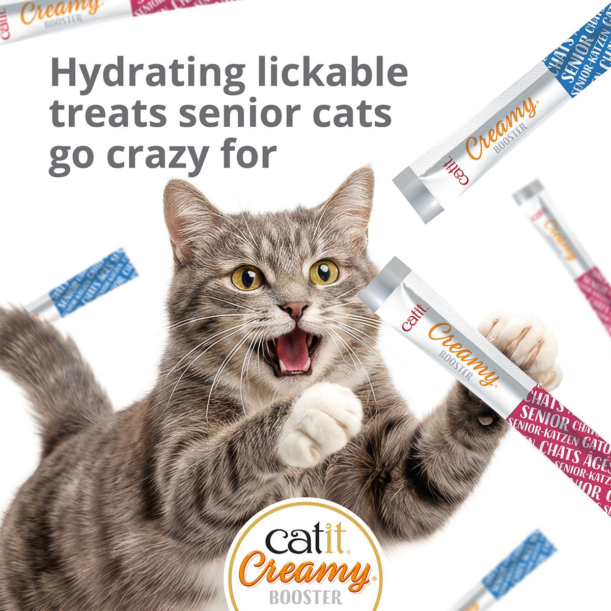Snack Líquido para Gatos Senior Creamy Booster Atún Catit 4 x 10 g