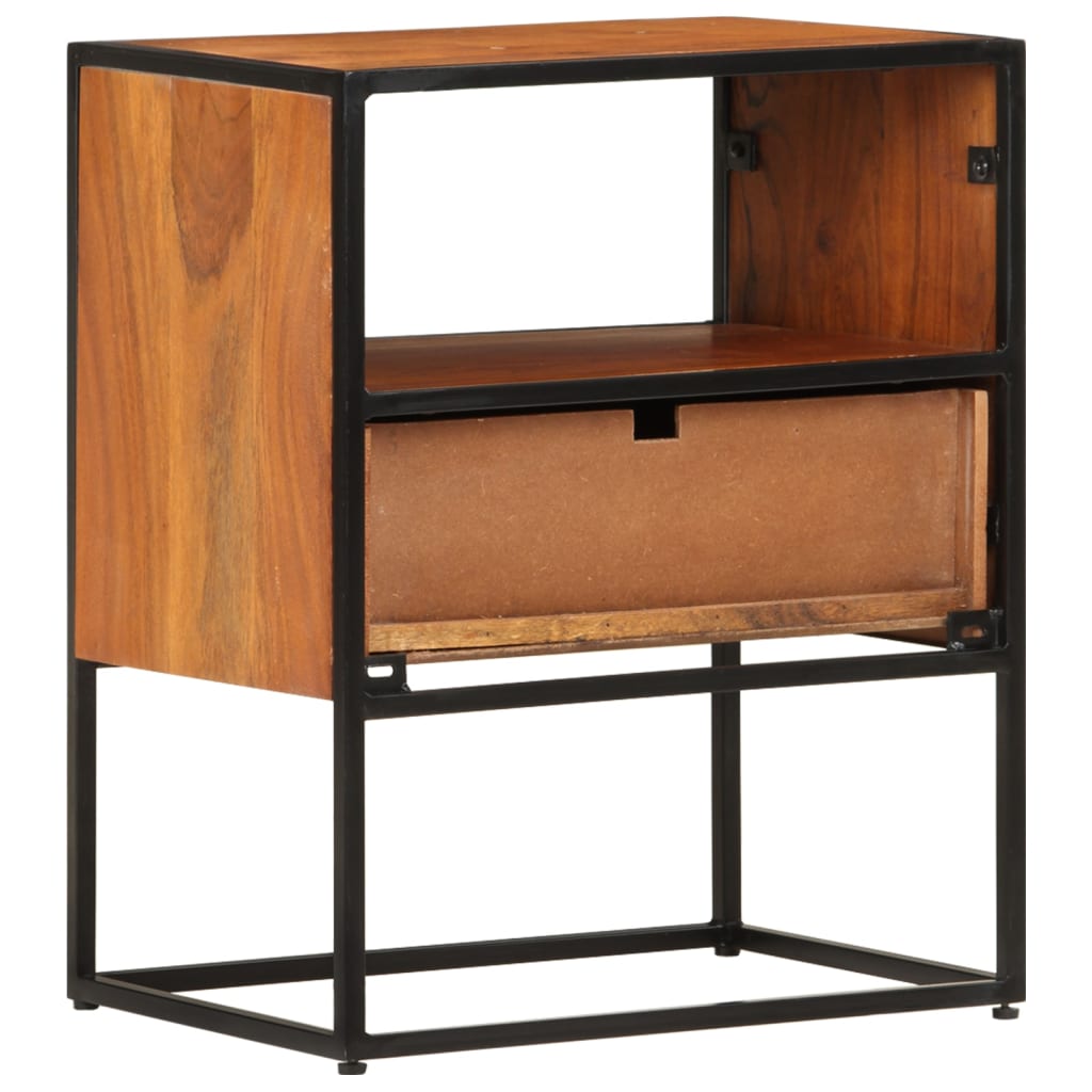Mesita De Noche De Madera Maciza De Acacia 40x30x50 Cm_1