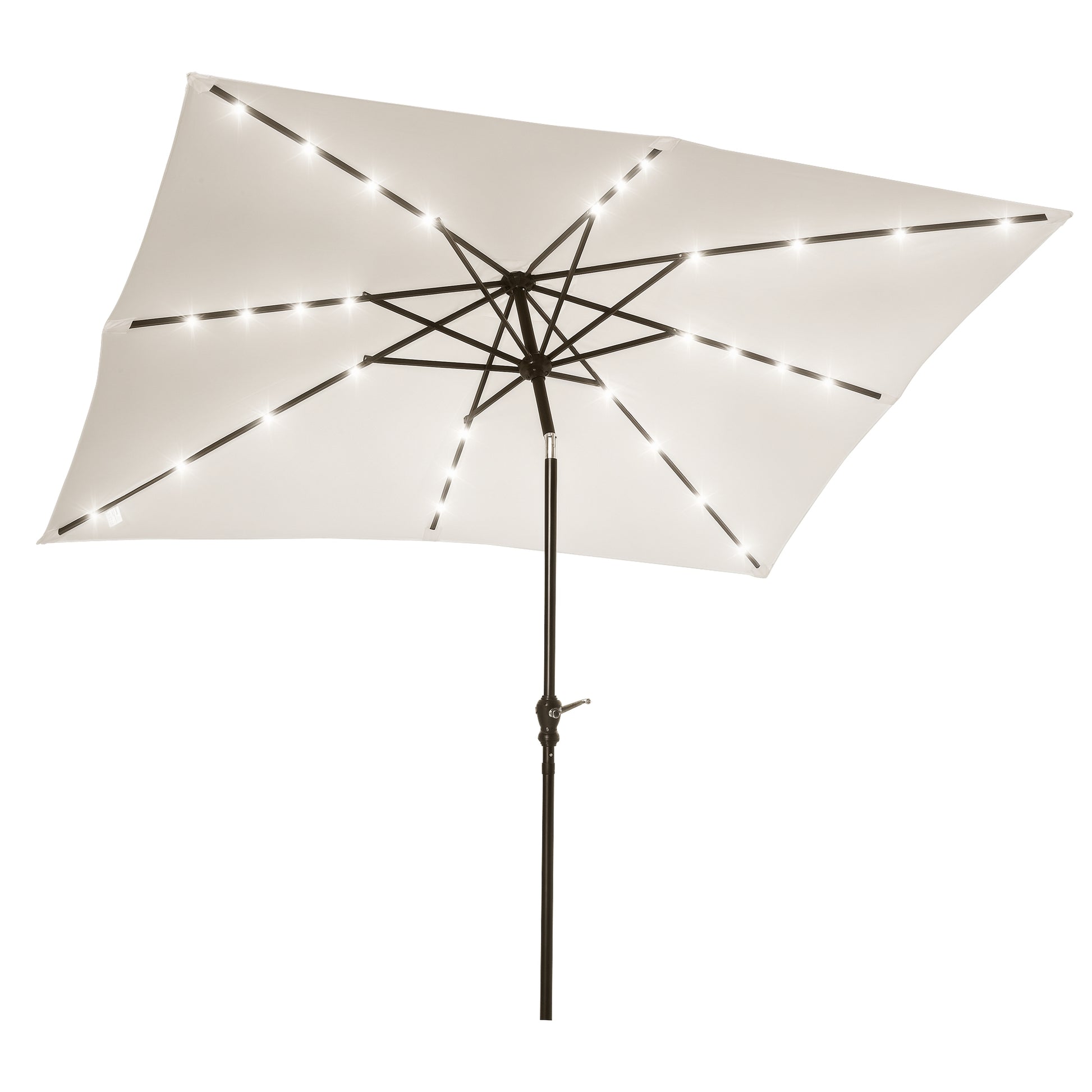 Outsunny Sombrilla De Jardín 268x205x248 Cm Con Techo Inclinable Luces Led Crema_0