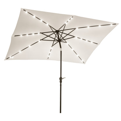 Outsunny Sombrilla De Jardín 268x205x248 Cm Con Techo Inclinable Luces Led Crema_0