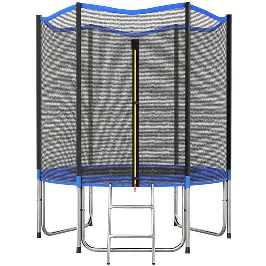 Sportnow Cama Elástica Niños Exterior Ø183 Cm Con Red De Seguridad Escalera Azul_0