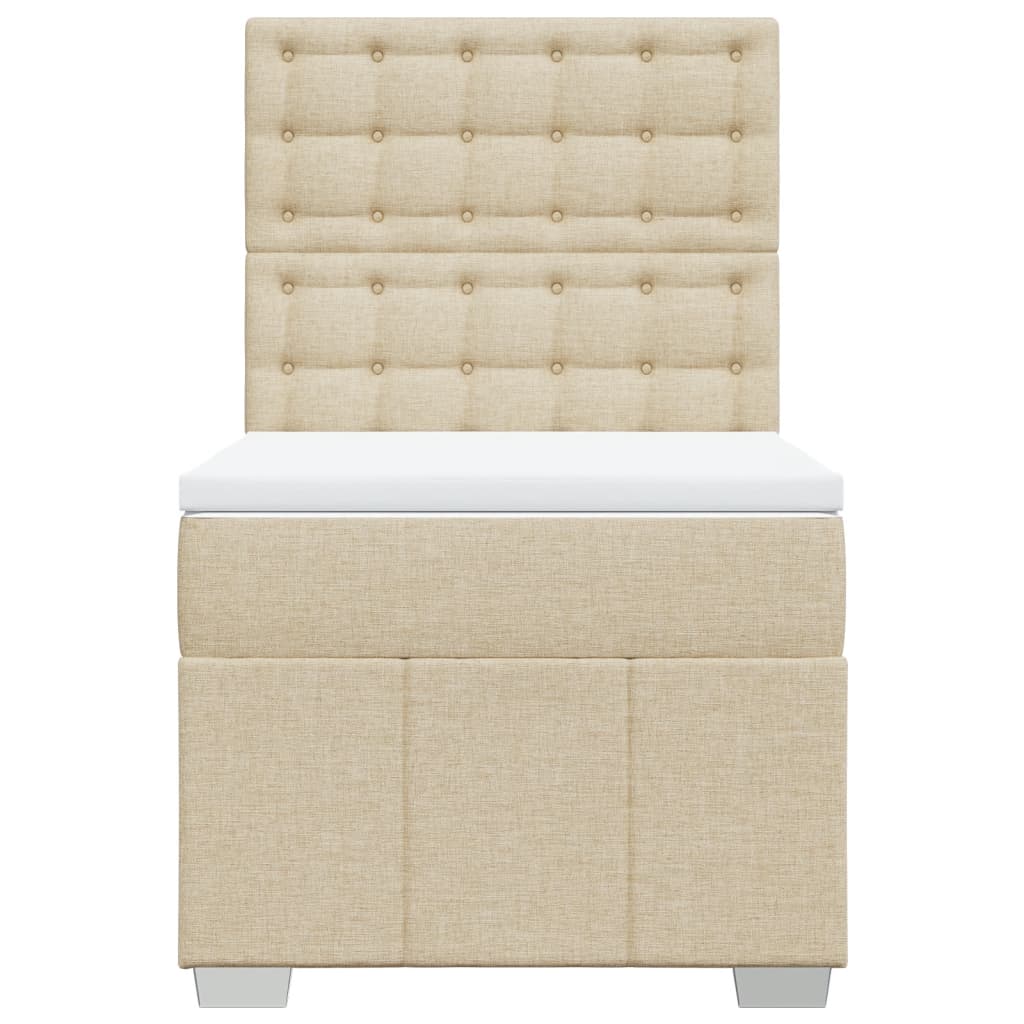 Cama Box Spring Con Colchón Tela Color Crema 90x190 Cm / Vetonek_3