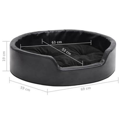 Vidaxl Cama Para Perros Felpa Y Cuero Sintético Negra 69x59x19 Cm_2