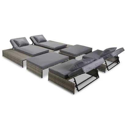 Vidaxl Set De Muebles De Jardín 5 Pzas Y Cojines Ratán Sintético Gris_1