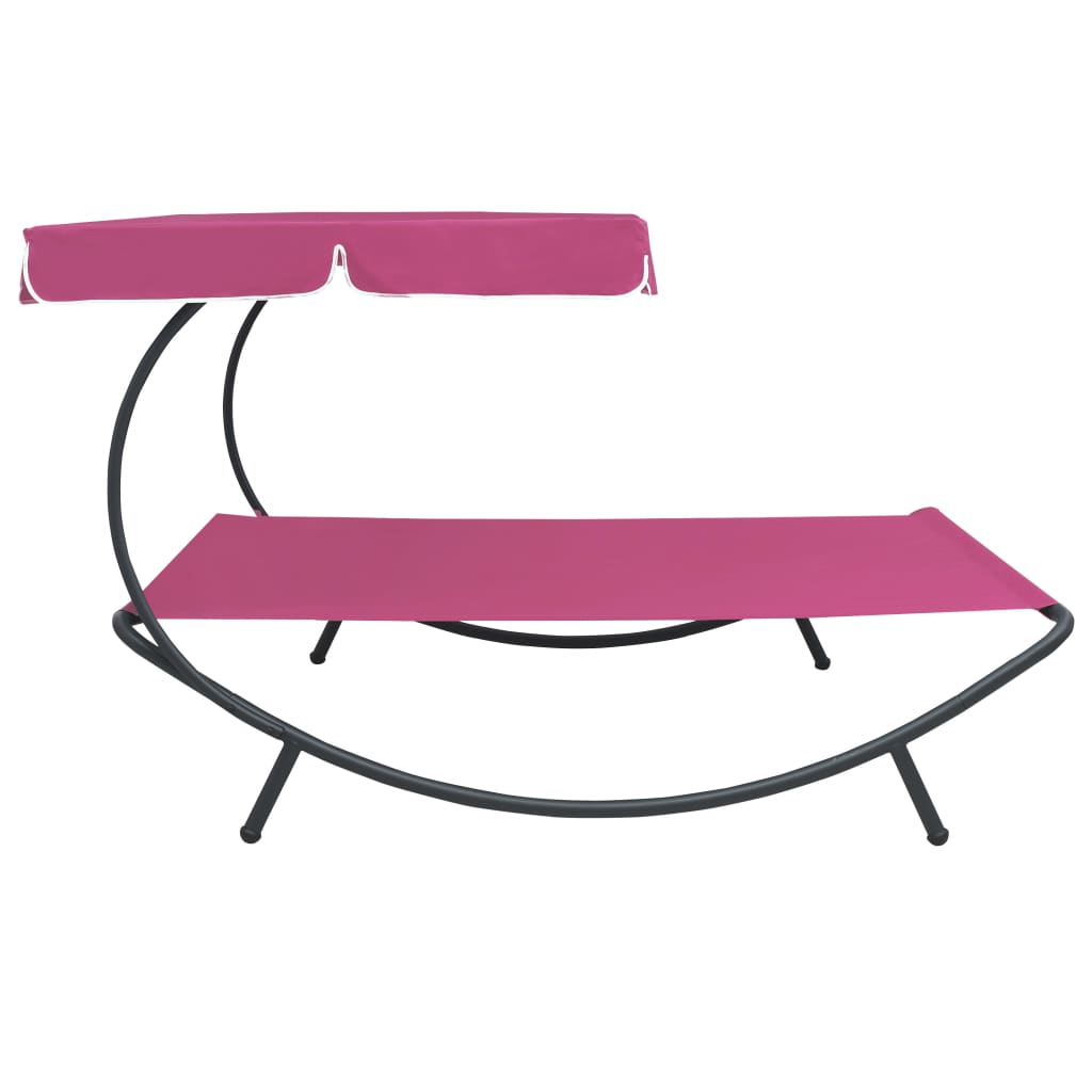 Tumbona Sofá De Jardín Con Toldo Rosa_2