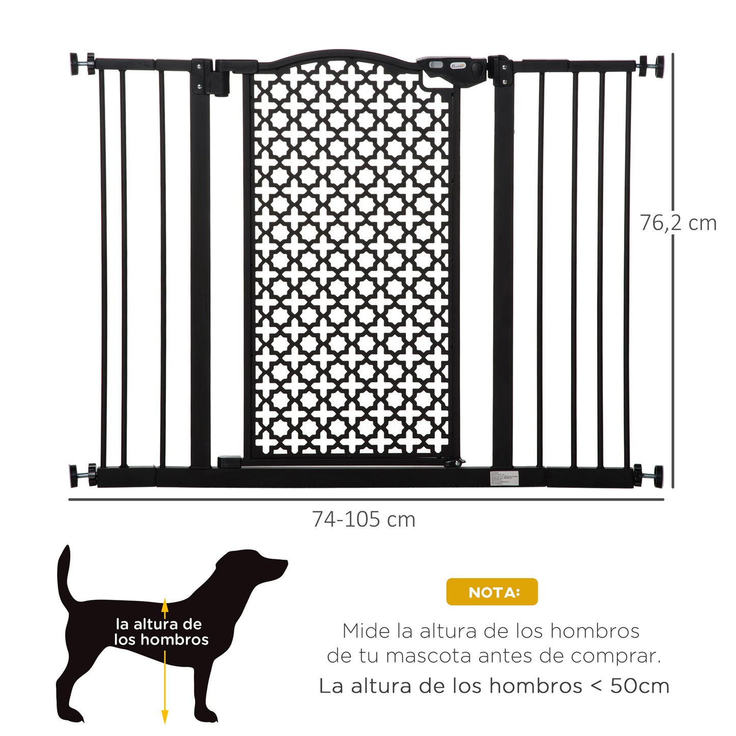 Pawhut Barrera De Seguridad De Perros Puertas Escaleras 74-105 Cm 2 Extensiones_2