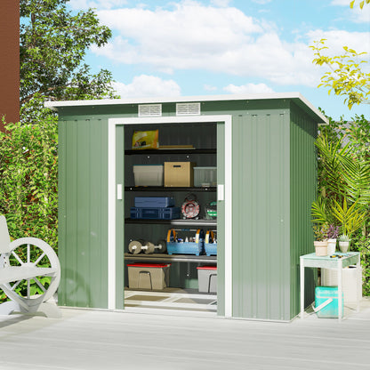 Outsunny Cobertizo De Jardín 213x130x172 Cm Base 2,42m² Con 2 Puertas Correderas_1