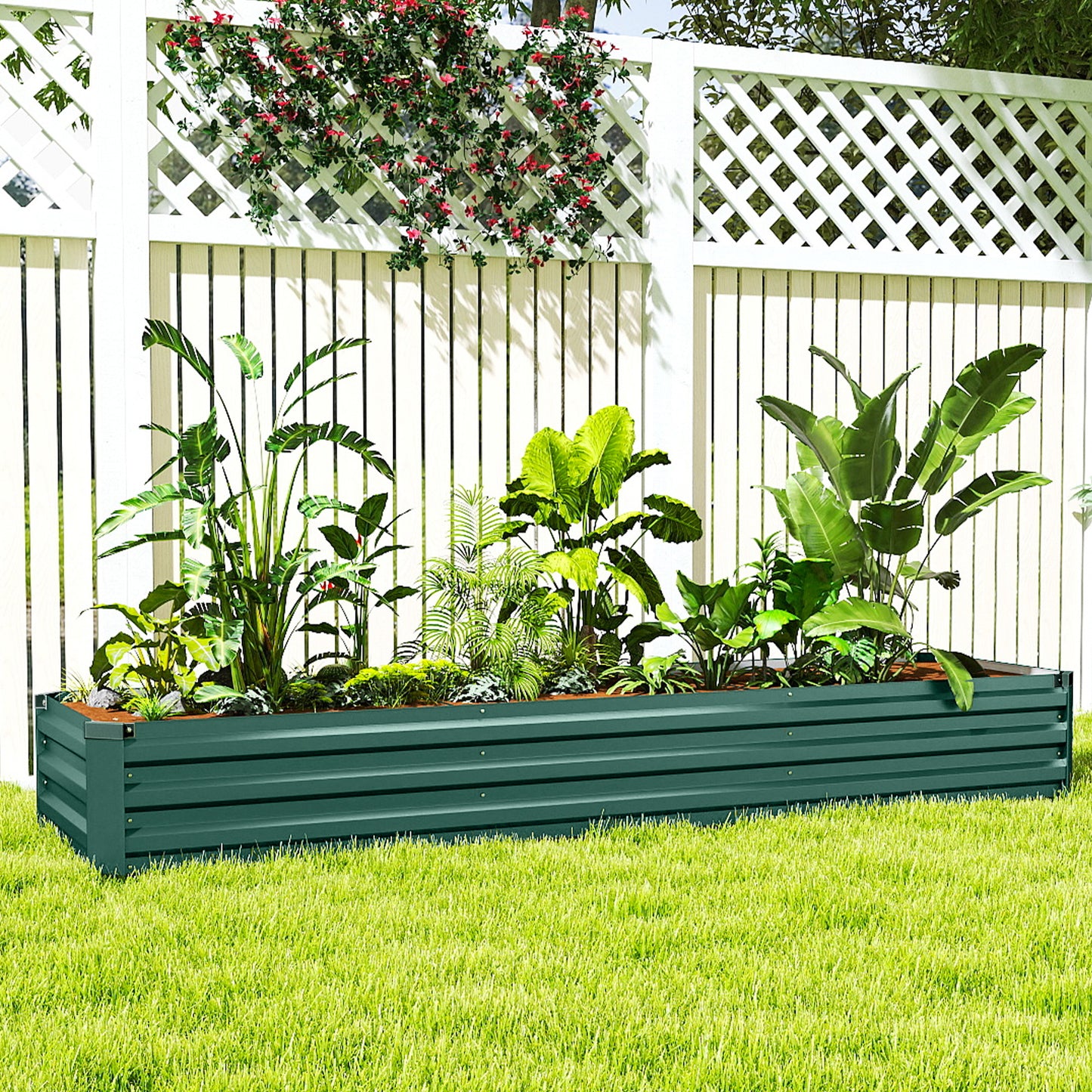 Outsunny Jardinera Exterior Grande Rectangular De Acero Galvanizado 240x60x30 Cm_3