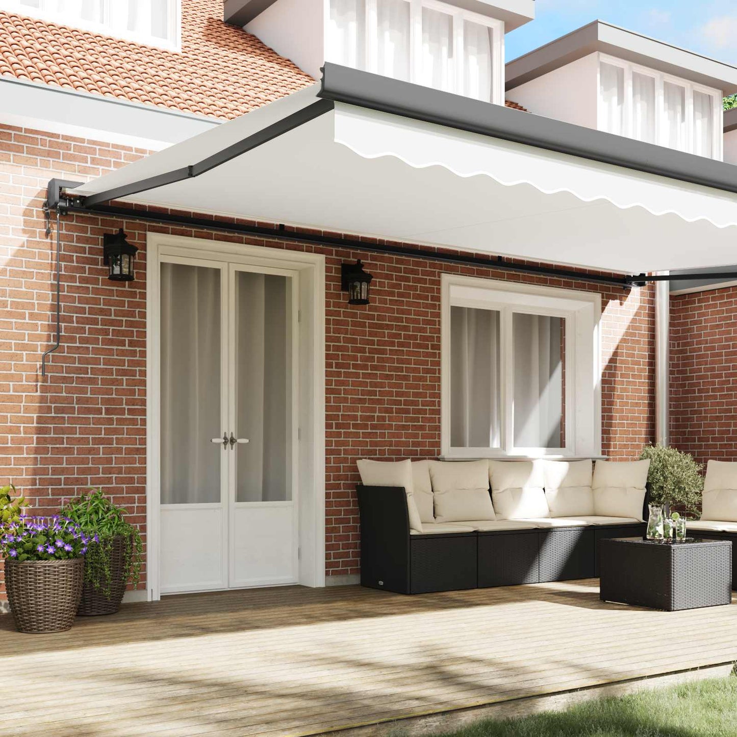 Toldo Retráctil Blanco 500 X 300 X 165 Cm Tela Y Metal_2
