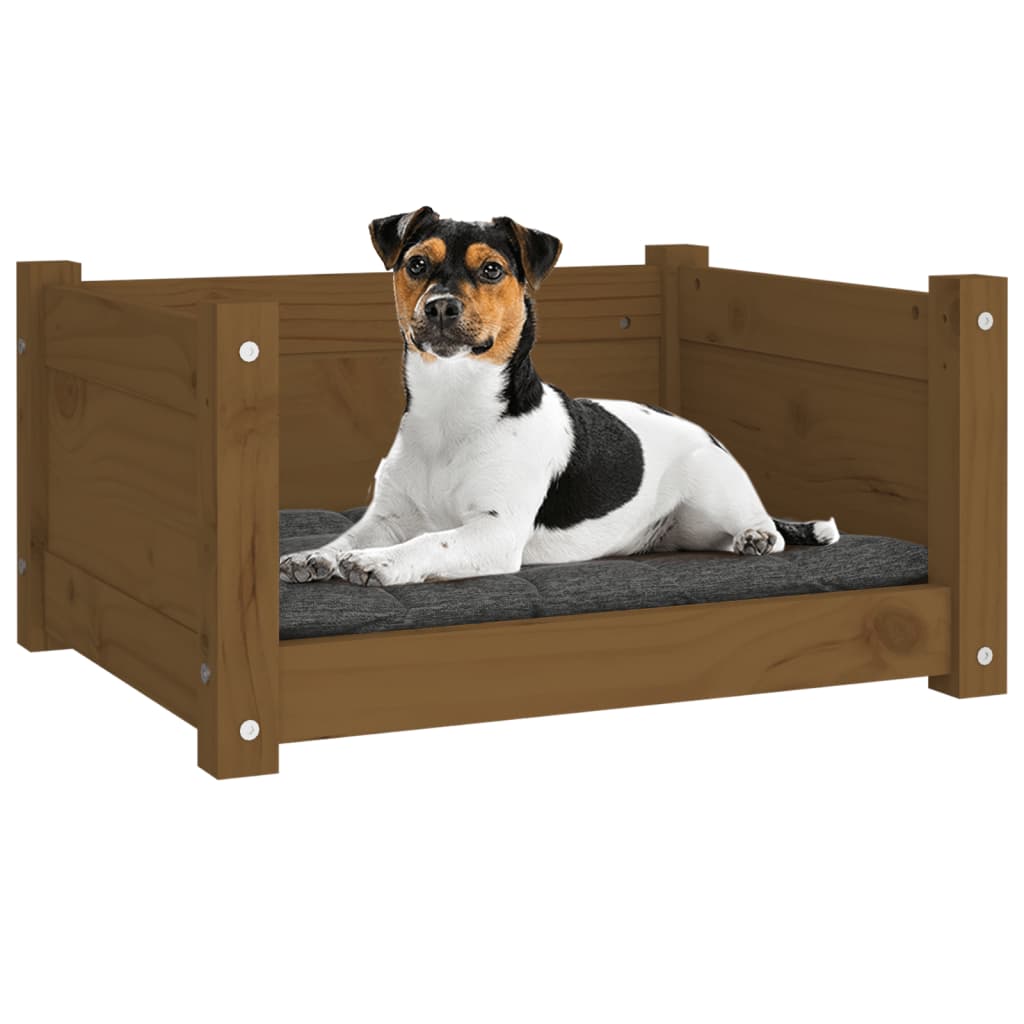 Cama Para Perros Madera Maciza Pino Marrón Miel 55,5x45,5x28 Cm / Vetonek_1