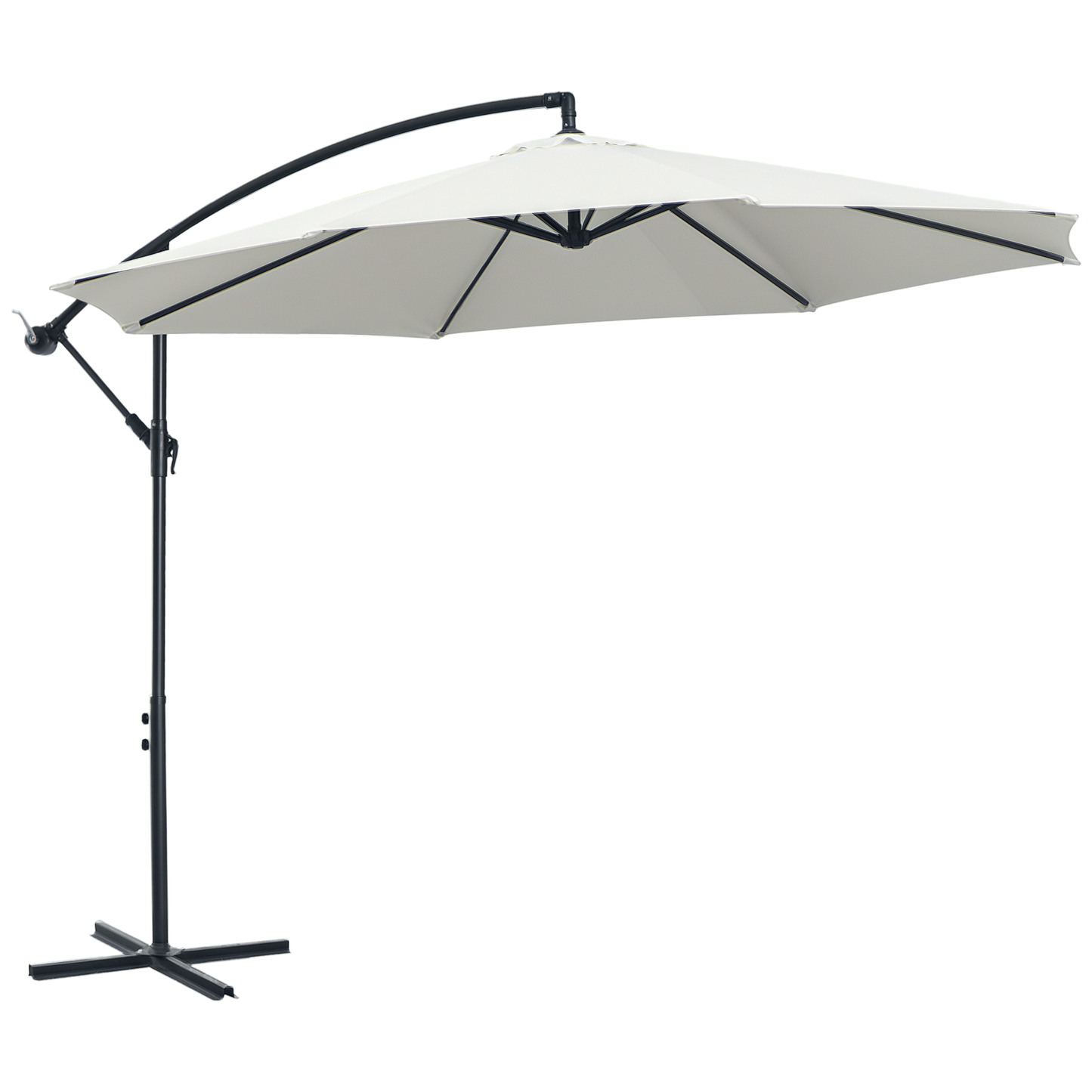 Outsunny Parasol Excéntrico Ø300 Cm Inclinable Con Manivela Para Jardín Crema_0